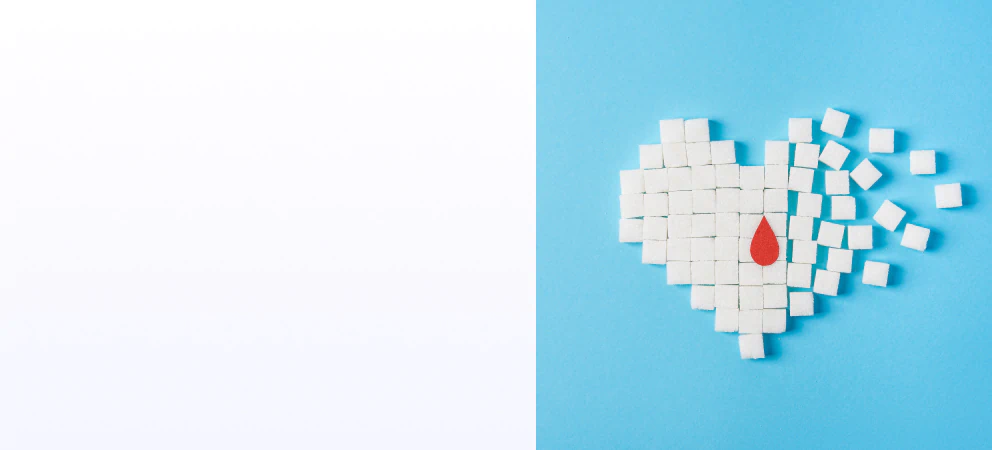 Heart illustration made out of white sugar cubes.