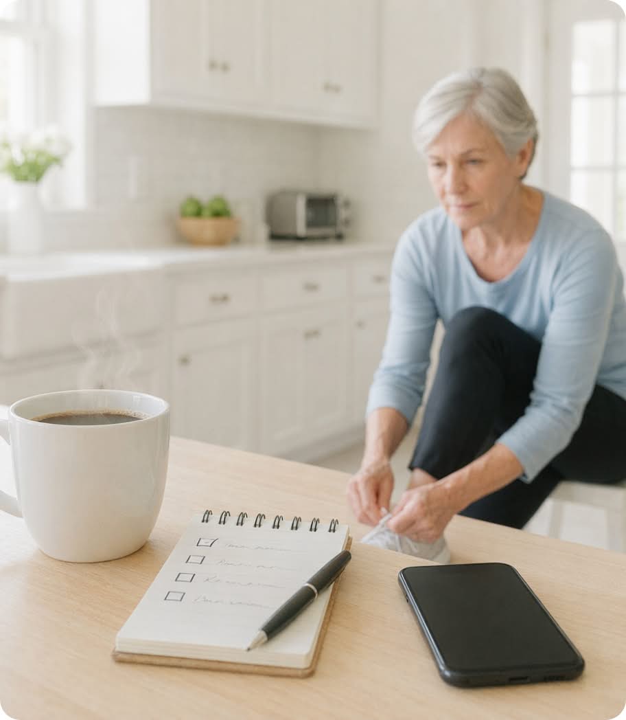 elderly woman preparing for sport