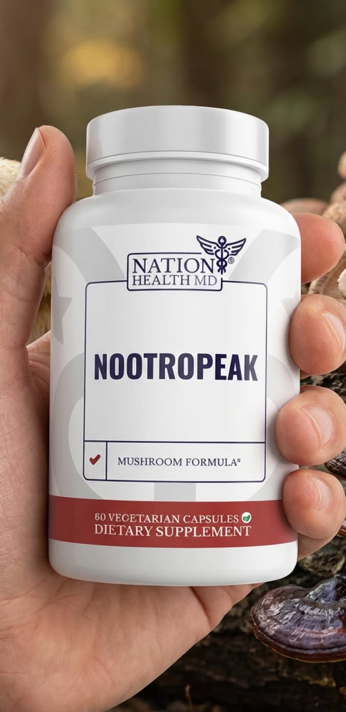 Nation Health MD NootroPeak bottle in hand