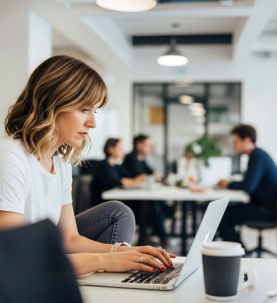 woman working on the computer