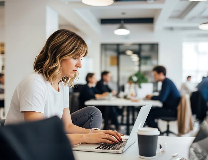 woman working on the computer